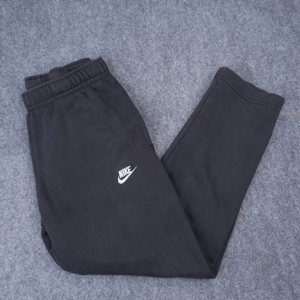 Nike Sweatpants Mens Medium Black Fleece Joggers Embroidered Logo Pockets
